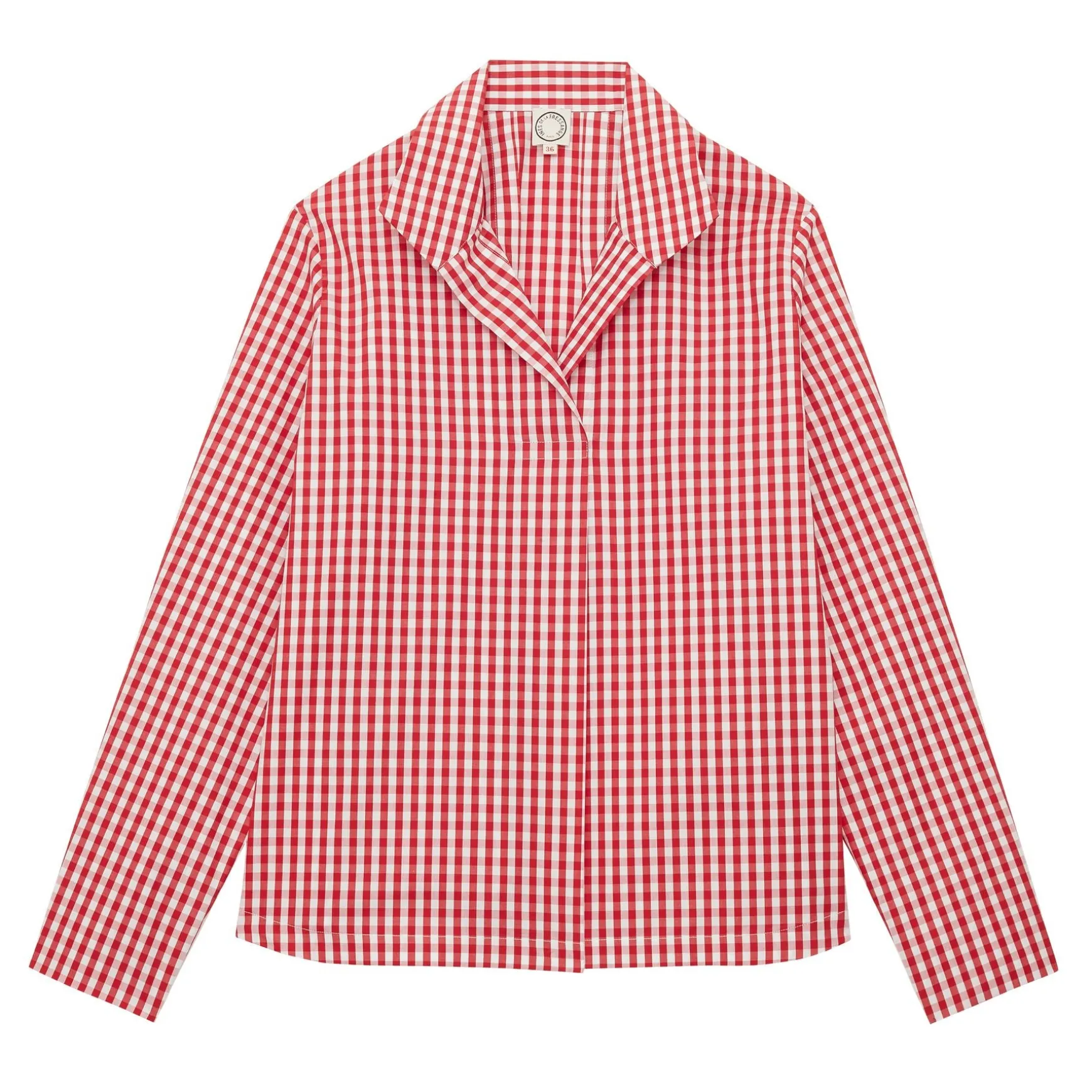 Noa red and white gingham check top