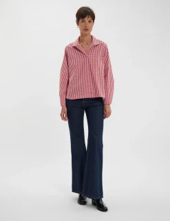 Noa red and white gingham check top