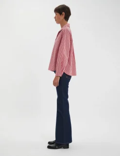 Noa red and white gingham check top