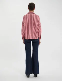 Noa red and white gingham check top