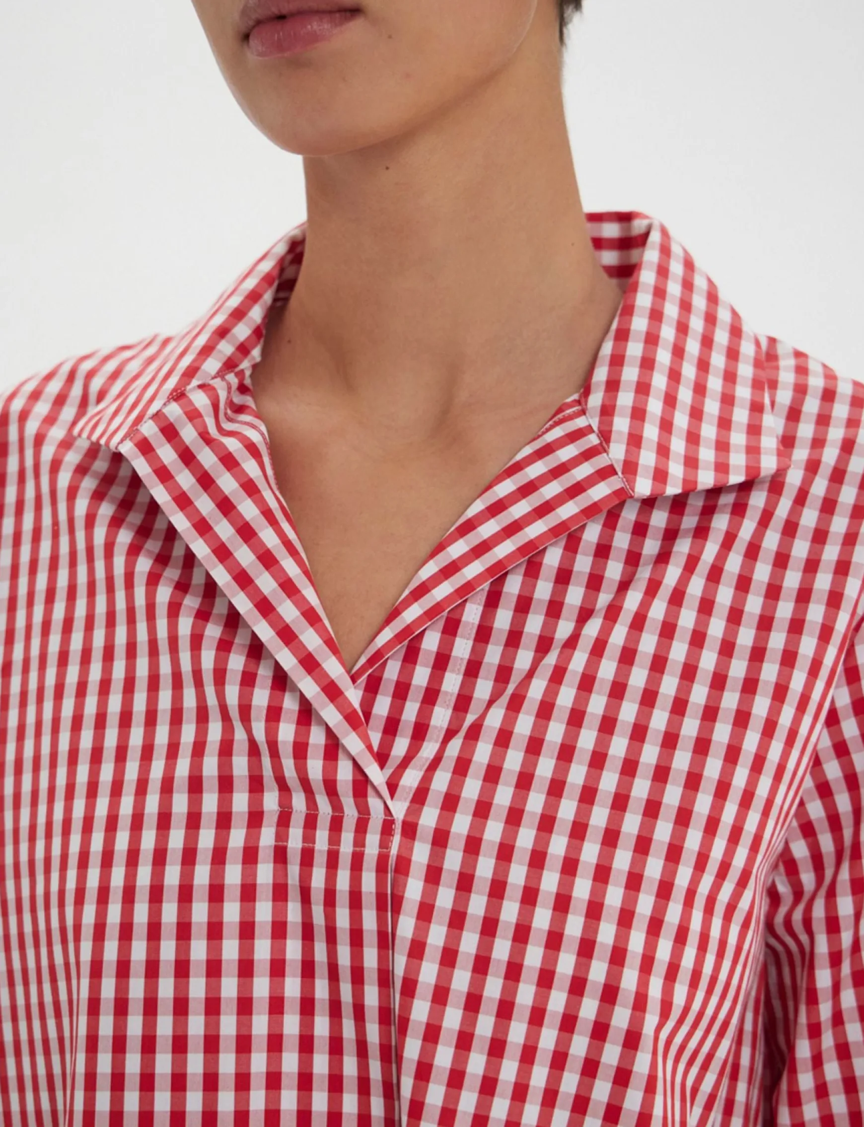 Noa red and white gingham check top