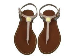 Nude leather flat sandals