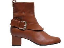 Olympia ankle boot with brown leather heel