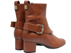 Olympia ankle boot with brown leather heel
