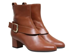 Olympia ankle boot with brown leather heel