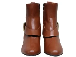 Olympia ankle boot with brown leather heel