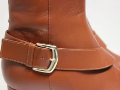 Olympia ankle boot with brown leather heel