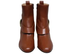 Olympia ankle boot with brown leather heel