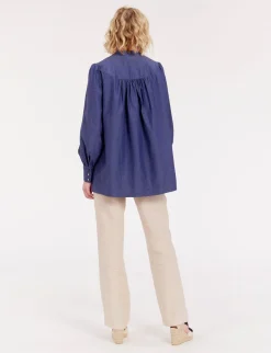 Ornella blue denim blouse