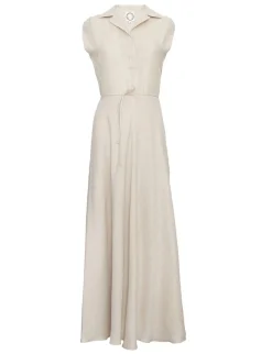 Purple dress in sandy linen