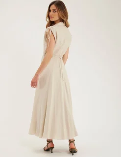 Purple dress in sandy linen