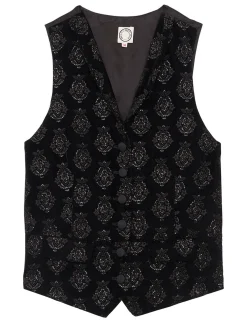 Robinson black velvet embroidered waistcoat