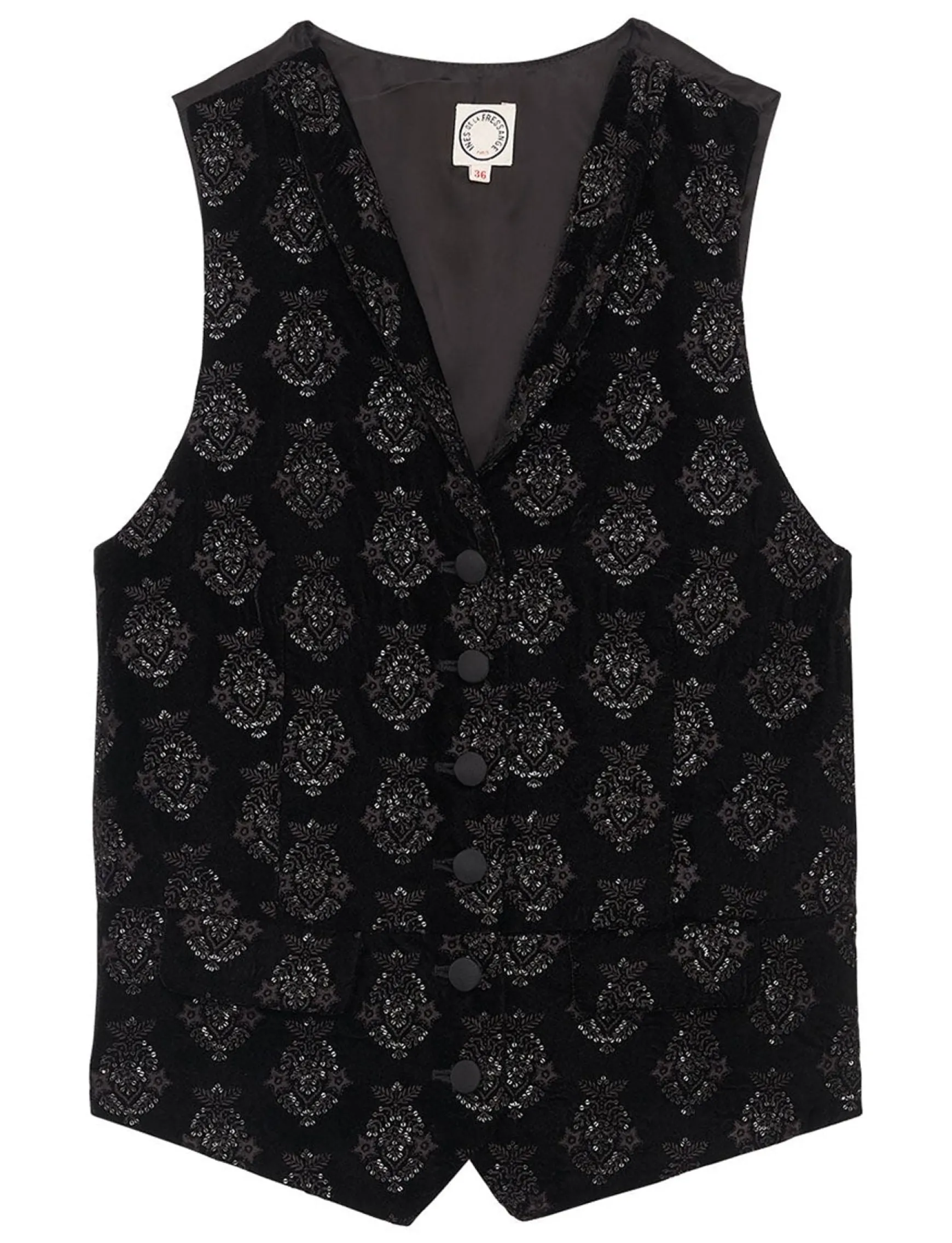 Robinson black velvet embroidered waistcoat