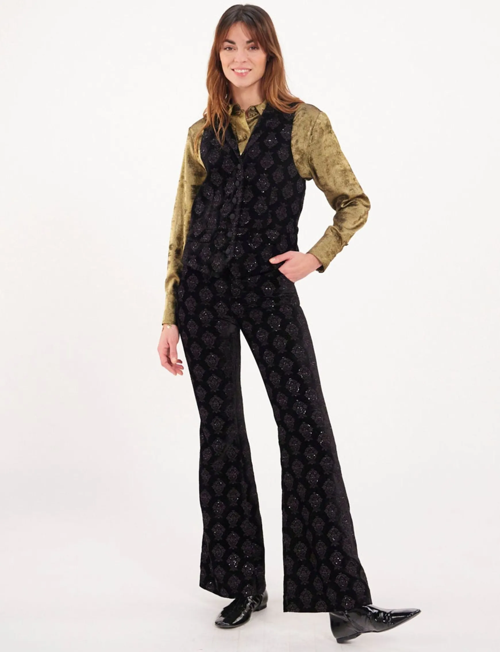 Robinson black velvet embroidered waistcoat