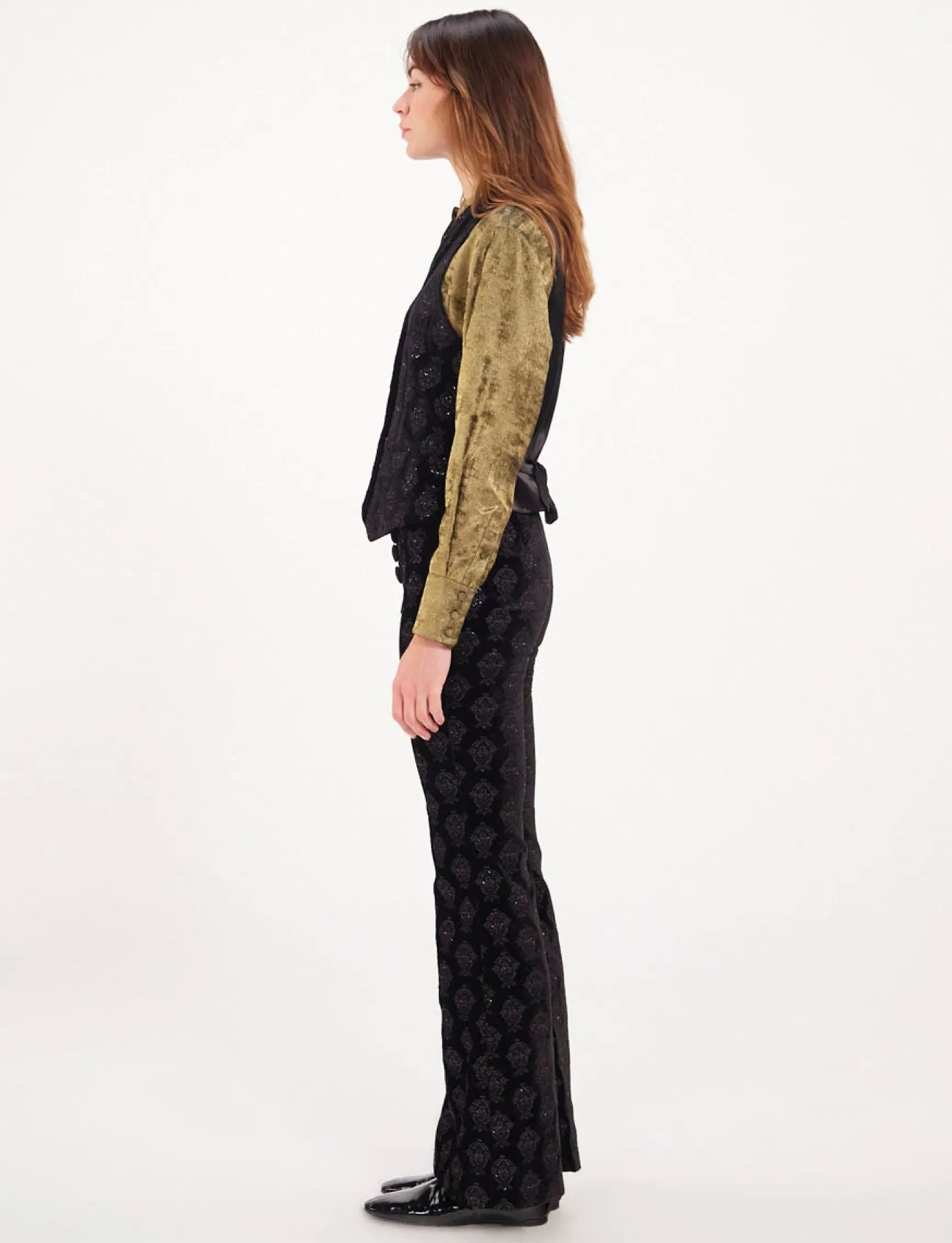 Robinson black velvet embroidered waistcoat