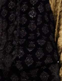 Robinson black velvet embroidered waistcoat