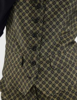 Robinson waistcoat in black and gold jacquard weave