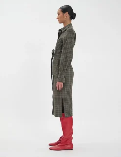 Rosabella khaki cotton check dress