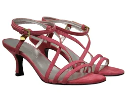 Théa cross-strap sandal in coral suede leather