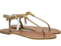Tobacco leather flat sandals