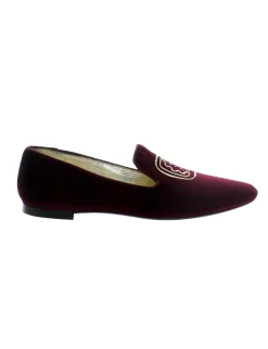 Velvet embroidered burgundy slipper