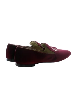 Velvet embroidered burgundy slipper