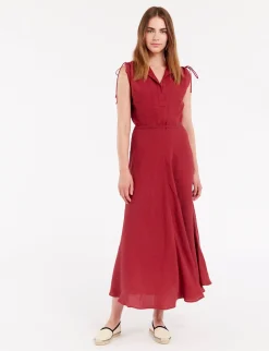 Violine dress in raspberry linen