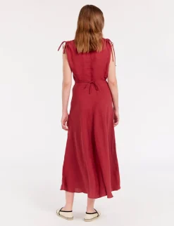 Violine dress in raspberry linen