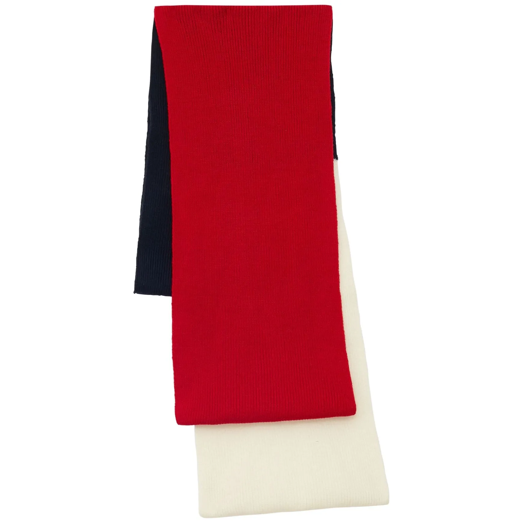 Ysée scarf in wool, navy, red and ecru